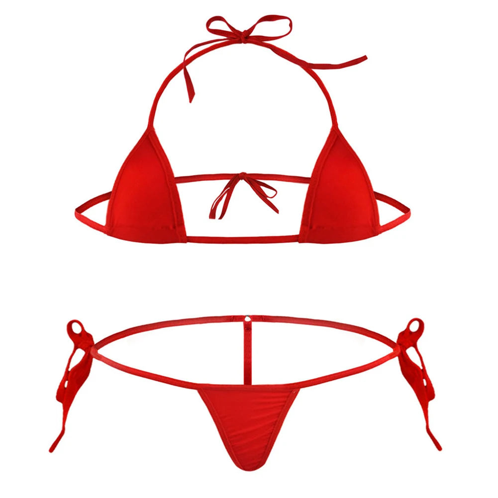 Hot New Beach Holiday Women\'S Bikini Set Lingerie Swimwear Backless Bodycon G String High Fork Lingerie Bra Set