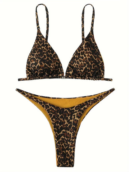 2024 Micro Leopard Bikini Women High Cut Bandage Push up Swimsuit Sexy Bathing Suit Padded Thong Swimwear,Summer Beach Vacation